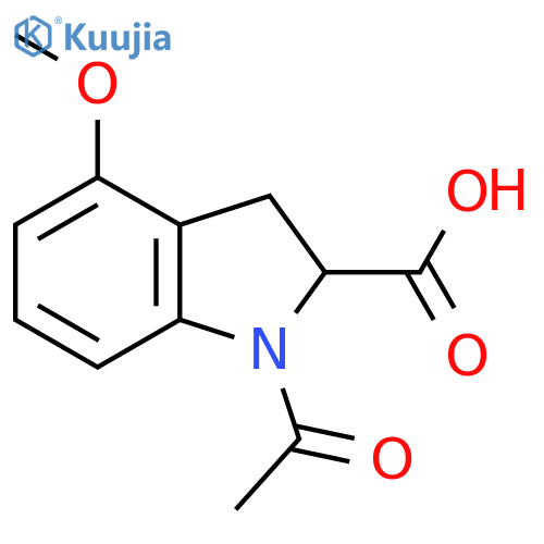 1-acetyl-4-methoxy-2,3-dihydro-1H-indole-2-carboxylic acid structure