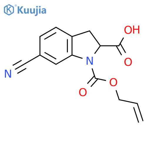 6-cyano-1-[(prop-2-en-1-yloxy)carbonyl]-2,3-dihydro-1H-indole-2-carboxylic acid structure