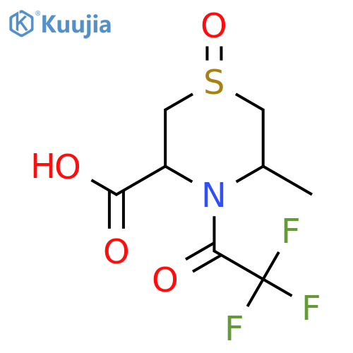 5-Methyl-1-oxo-4-(2,2,2-trifluoroacetyl)-1lambda4-thiomorpholine-3-carboxylic acid structure