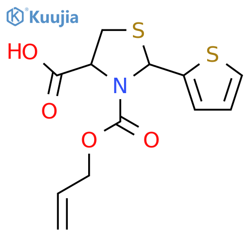 3-(prop-2-en-1-yloxy)carbonyl-2-(thiophen-2-yl)-1,3-thiazolidine-4-carboxylic acid structure