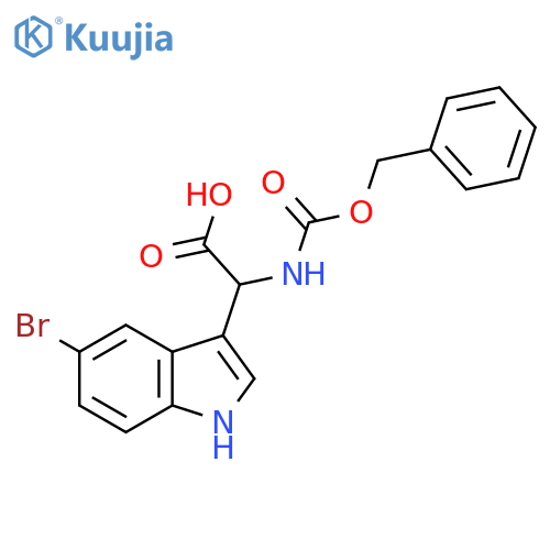 2-{(benzyloxy)carbonylamino}-2-(5-bromo-1H-indol-3-yl)acetic acid structure