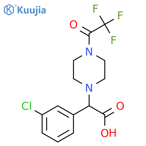 2-(3-chlorophenyl)-2-4-(2,2,2-trifluoroacetyl)piperazin-1-ylacetic acid structure