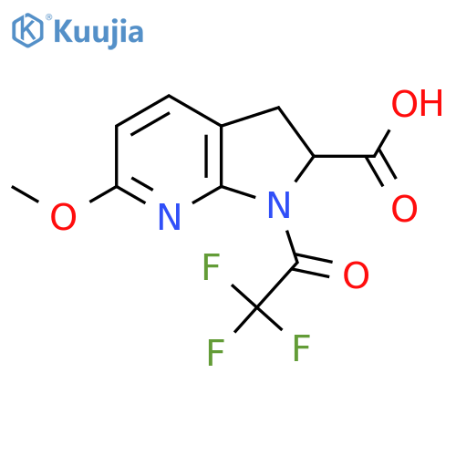 6-methoxy-1-(2,2,2-trifluoroacetyl)-1H,2H,3H-pyrrolo2,3-bpyridine-2-carboxylic acid structure