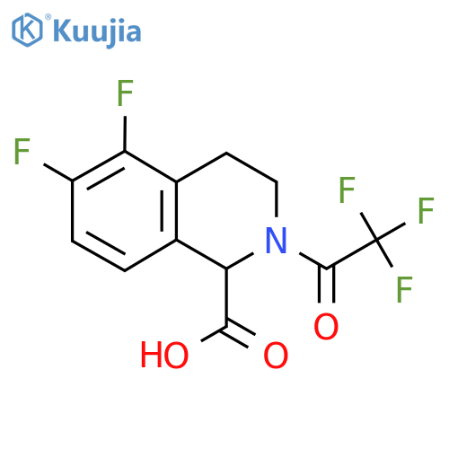5,6-Difluoro-2-(2,2,2-trifluoroacetyl)-1,2,3,4-tetrahydroisoquinoline-1-carboxylic acid structure