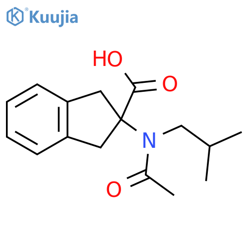 2-[N-(2-methylpropyl)acetamido]-2,3-dihydro-1H-indene-2-carboxylic acid structure