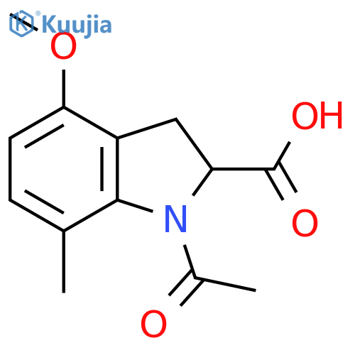 1-acetyl-4-methoxy-7-methyl-2,3-dihydro-1H-indole-2-carboxylic acid structure