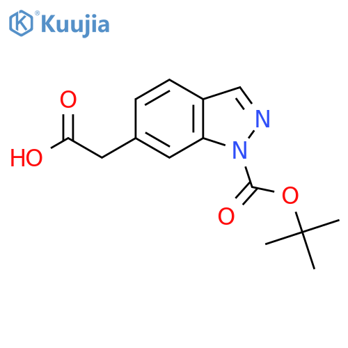 2-{1-(tert-butoxy)carbonyl-1H-indazol-6-yl}acetic acid structure