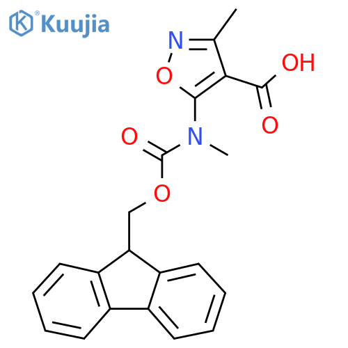 5-({(9H-fluoren-9-yl)methoxycarbonyl}(methyl)amino)-3-methyl-1,2-oxazole-4-carboxylic acid structure