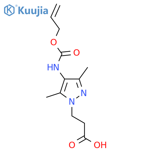 3-(3,5-dimethyl-4-{(prop-2-en-1-yloxy)carbonylamino}-1H-pyrazol-1-yl)propanoic acid structure