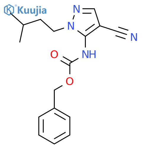 benzyl N-4-cyano-1-(3-methylbutyl)-1H-pyrazol-5-ylcarbamate structure