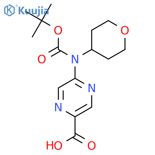 5-{(tert-butoxy)carbonyl(oxan-4-yl)amino}pyrazine-2-carboxylic acid structure