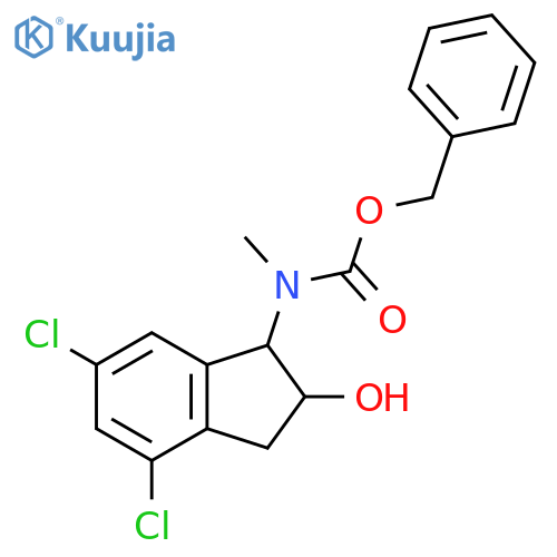 benzyl N-(4,6-dichloro-2-hydroxy-2,3-dihydro-1H-inden-1-yl)-N-methylcarbamate structure