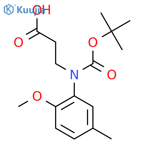 3-{(tert-butoxy)carbonyl(2-methoxy-5-methylphenyl)amino}propanoic acid structure
