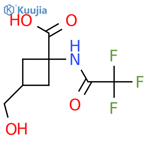 3-(Hydroxymethyl)-1-(2,2,2-trifluoroacetamido)cyclobutane-1-carboxylic acid structure