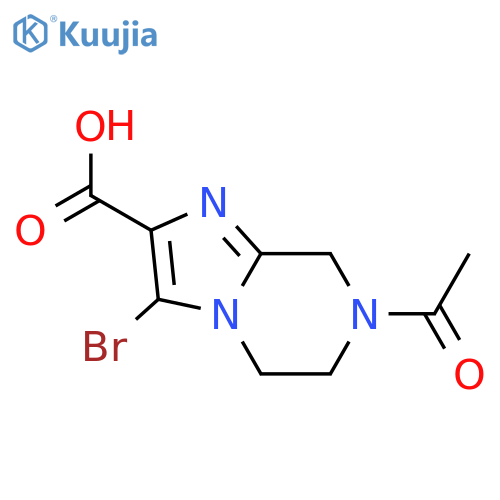 7-acetyl-3-bromo-5H,6H,7H,8H-imidazo1,2-apyrazine-2-carboxylic acid structure