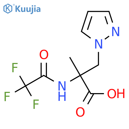 2-methyl-3-(1H-pyrazol-1-yl)-2-(2,2,2-trifluoroacetamido)propanoic acid structure