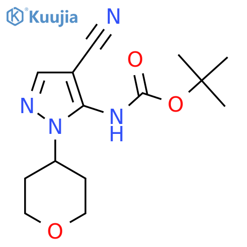 tert-butyl N-[4-cyano-1-(oxan-4-yl)-1H-pyrazol-5-yl]carbamate structure