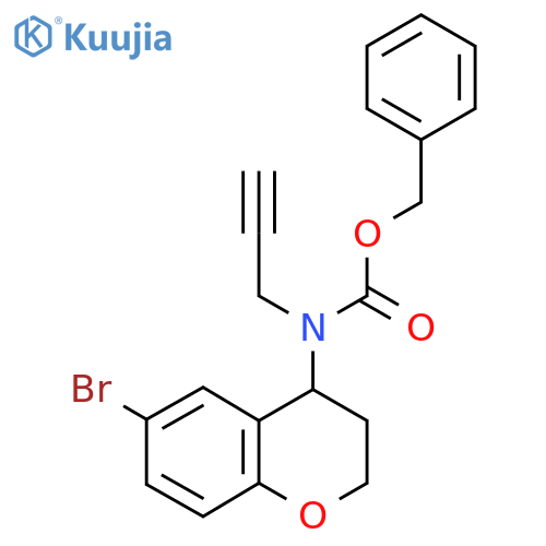 benzyl N-(6-bromo-3,4-dihydro-2H-1-benzopyran-4-yl)-N-(prop-2-yn-1-yl)carbamate structure