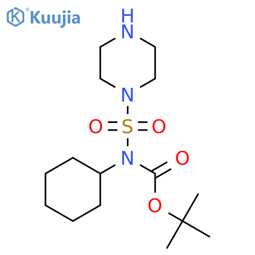 tert-butyl N-cyclohexyl-N-(piperazine-1-sulfonyl)carbamate structure