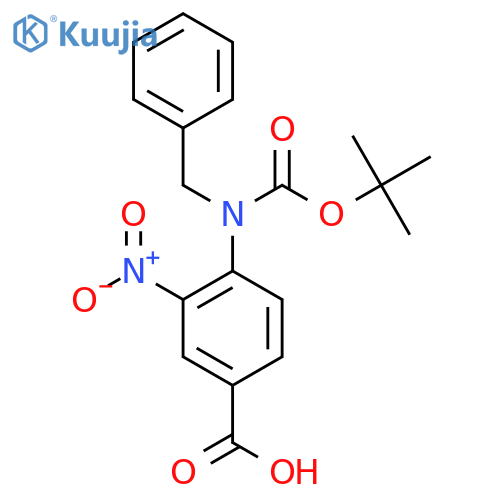 4-{benzyl(tert-butoxy)carbonylamino}-3-nitrobenzoic acid structure
