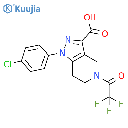 1-(4-chlorophenyl)-5-(2,2,2-trifluoroacetyl)-1H,4H,5H,6H,7H-pyrazolo4,3-cpyridine-3-carboxylic acid structure
