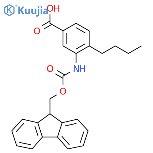 4-butyl-3-({(9H-fluoren-9-yl)methoxycarbonyl}amino)benzoic acid structure