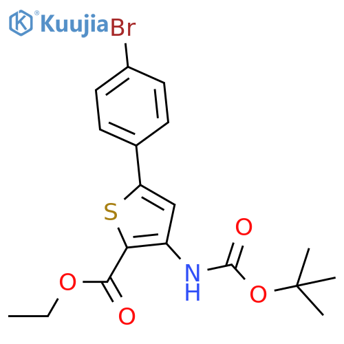 ethyl 5-(4-bromophenyl)-3-{(tert-butoxy)carbonylamino}thiophene-2-carboxylate structure