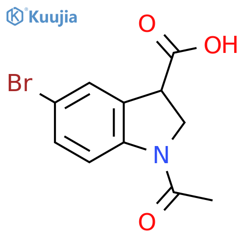 1-acetyl-5-bromo-2,3-dihydro-1H-indole-3-carboxylic acid structure