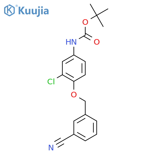 tert-butyl N-{3-chloro-4-(3-cyanophenyl)methoxyphenyl}carbamate structure