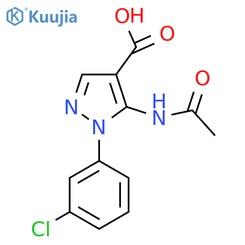 1-(3-chlorophenyl)-5-acetamido-1H-pyrazole-4-carboxylic acid structure