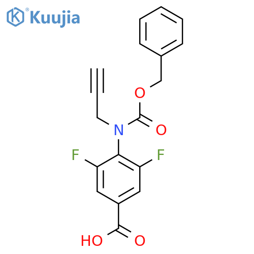 4-{(benzyloxy)carbonyl(prop-2-yn-1-yl)amino}-3,5-difluorobenzoic acid structure