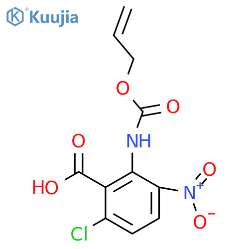 6-chloro-3-nitro-2-{(prop-2-en-1-yloxy)carbonylamino}benzoic acid structure