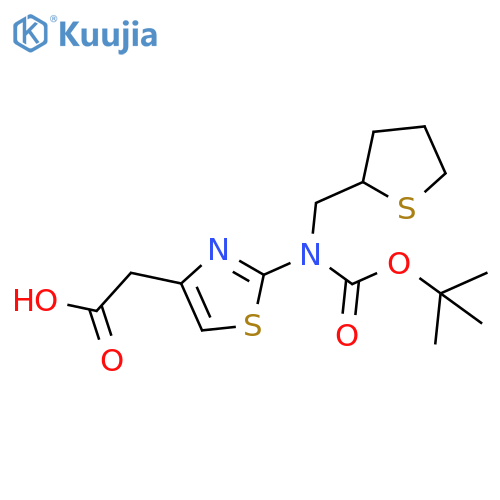 2-(2-{(tert-butoxy)carbonyl(thiolan-2-yl)methylamino}-1,3-thiazol-4-yl)acetic acid structure