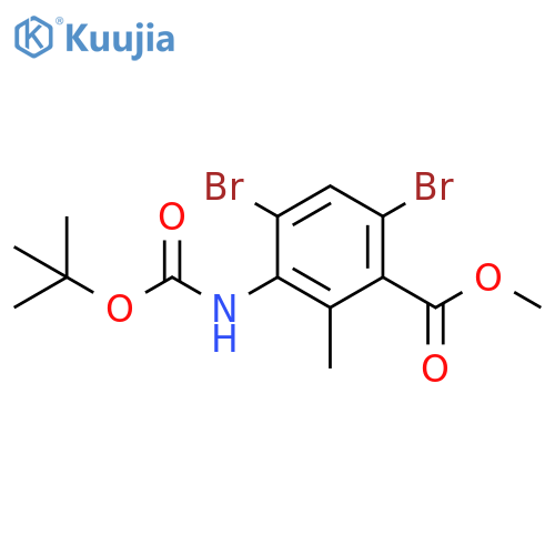 methyl 4,6-dibromo-3-{(tert-butoxy)carbonylamino}-2-methylbenzoate structure
