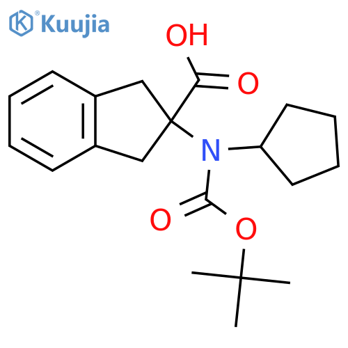 2-{(tert-butoxy)carbonyl(cyclopentyl)amino}-2,3-dihydro-1H-indene-2-carboxylic acid structure