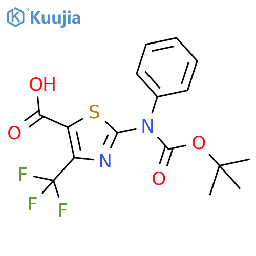 2-{(tert-butoxy)carbonyl(phenyl)amino}-4-(trifluoromethyl)-1,3-thiazole-5-carboxylic acid structure