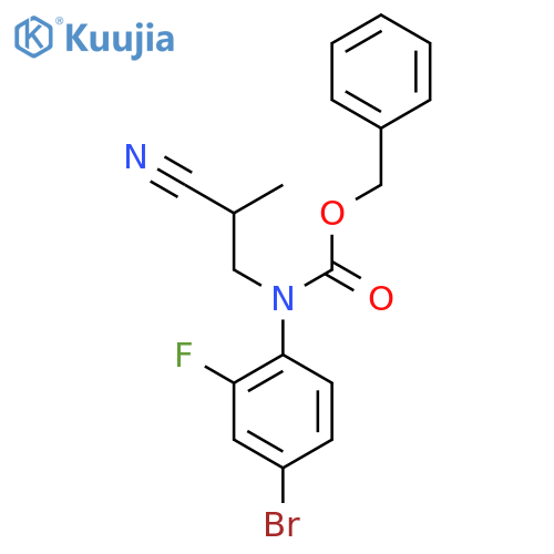 benzyl N-(4-bromo-2-fluorophenyl)-N-(2-cyano-2-methylethyl)carbamate structure