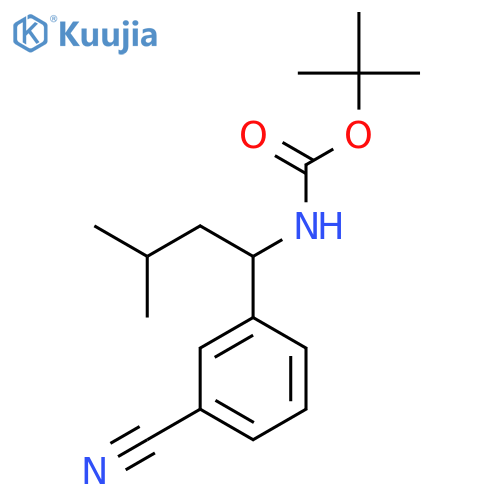 tert-butyl N-1-(3-cyanophenyl)-3-methylbutylcarbamate structure