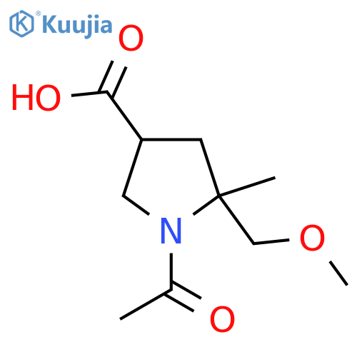 1-Acetyl-5-(methoxymethyl)-5-methylpyrrolidine-3-carboxylic acid structure