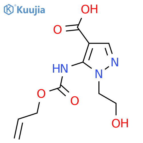 1-(2-hydroxyethyl)-5-{(prop-2-en-1-yloxy)carbonylamino}-1H-pyrazole-4-carboxylic acid structure