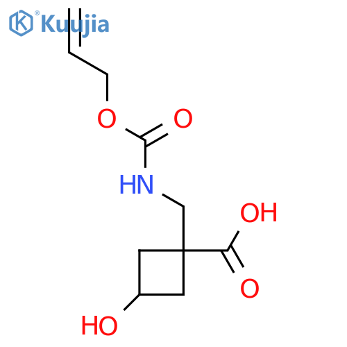 3-Hydroxy-1-({[(prop-2-en-1-yloxy)carbonyl]amino}methyl)cyclobutane-1-carboxylic acid structure