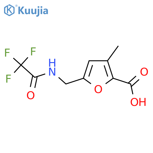 3-methyl-5-(2,2,2-trifluoroacetamido)methylfuran-2-carboxylic acid structure
