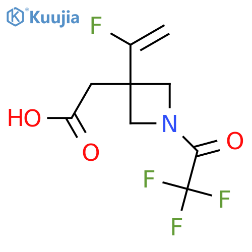 2-3-(1-fluoroethenyl)-1-(2,2,2-trifluoroacetyl)azetidin-3-ylacetic acid structure
