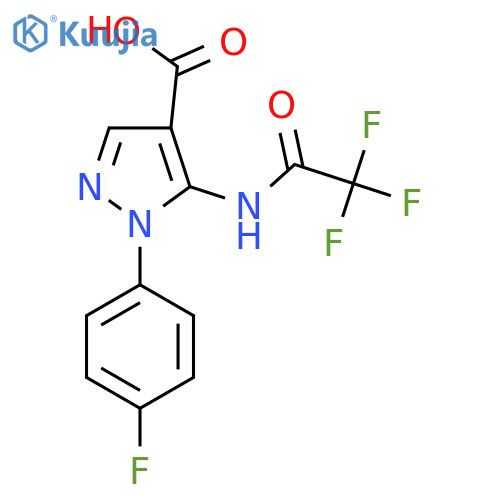 1-(4-fluorophenyl)-5-(2,2,2-trifluoroacetamido)-1H-pyrazole-4-carboxylic acid structure