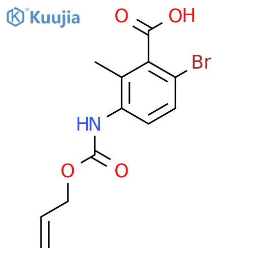 6-bromo-2-methyl-3-{(prop-2-en-1-yloxy)carbonylamino}benzoic acid structure