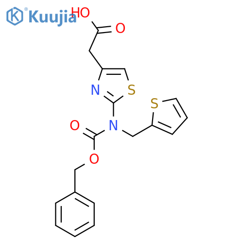 2-(2-{(benzyloxy)carbonyl(thiophen-2-yl)methylamino}-1,3-thiazol-4-yl)acetic acid structure