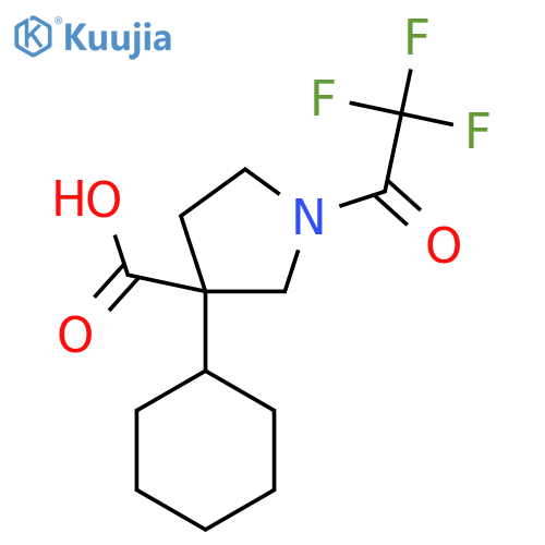 3-Cyclohexyl-1-(2,2,2-trifluoroacetyl)pyrrolidine-3-carboxylic acid structure