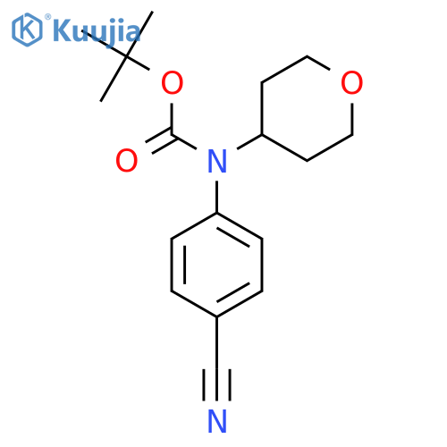 tert-butyl N-(4-cyanophenyl)-N-(oxan-4-yl)carbamate structure