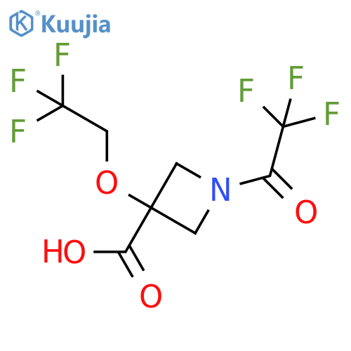 1-(2,2,2-Trifluoroacetyl)-3-(2,2,2-trifluoroethoxy)azetidine-3-carboxylic acid structure