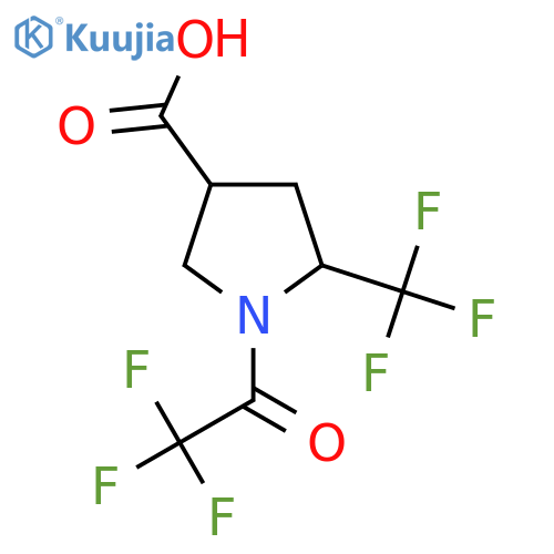 1-(2,2,2-Trifluoroacetyl)-5-(trifluoromethyl)pyrrolidine-3-carboxylic acid structure